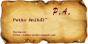Petko Anikó névjegykártya
